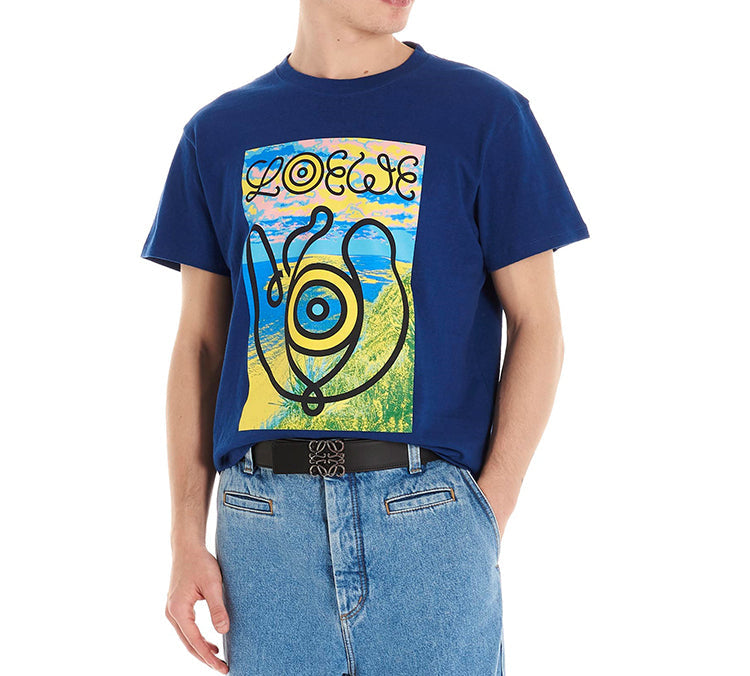 Men's LOEWE Eye Printing Short Sleeve Blue H6109822PC-5130
