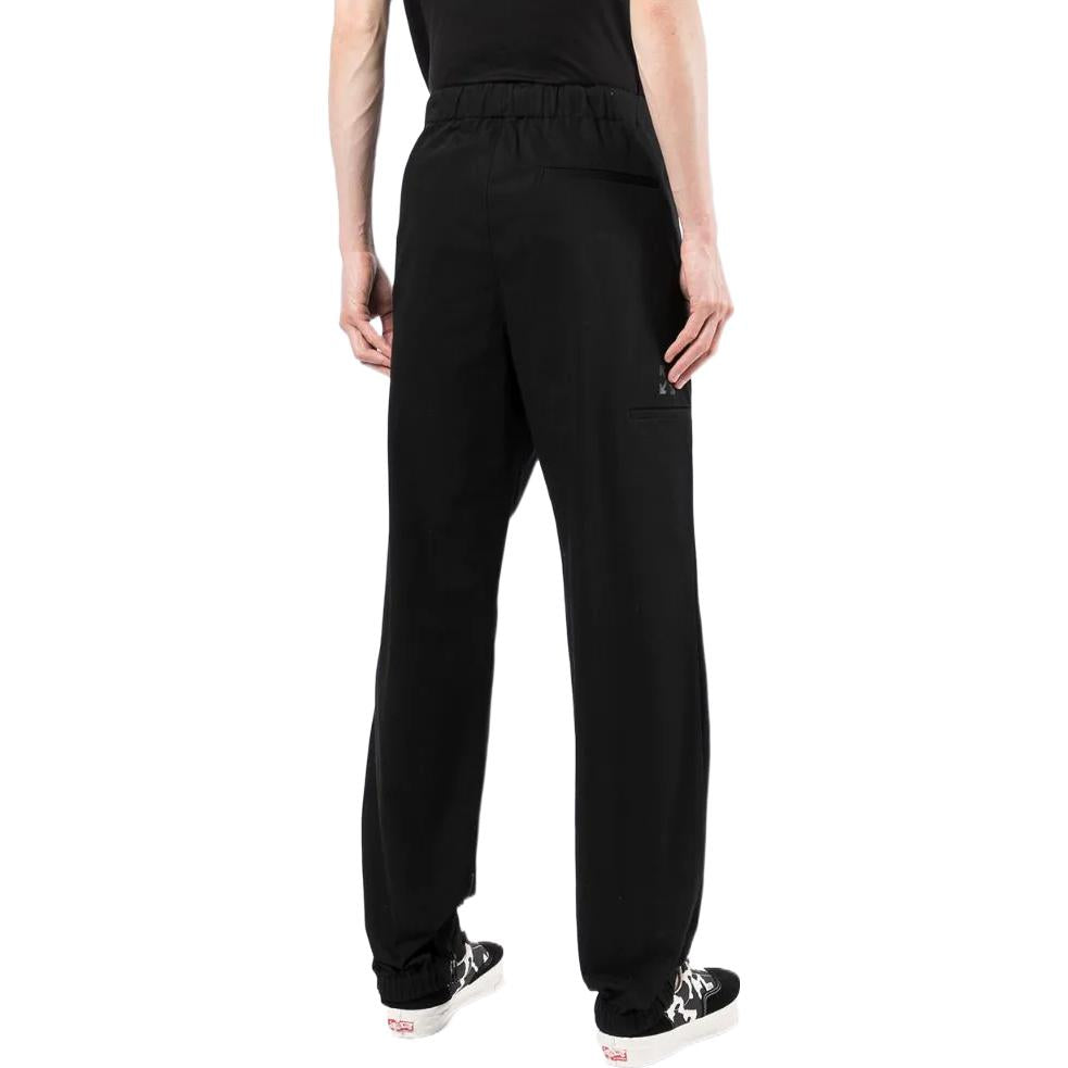 Men's Off-White SS22 Solid Color Elastic Waistband Straight Casual Pants/Trousers Version Black OMCG029F21FAB0011010