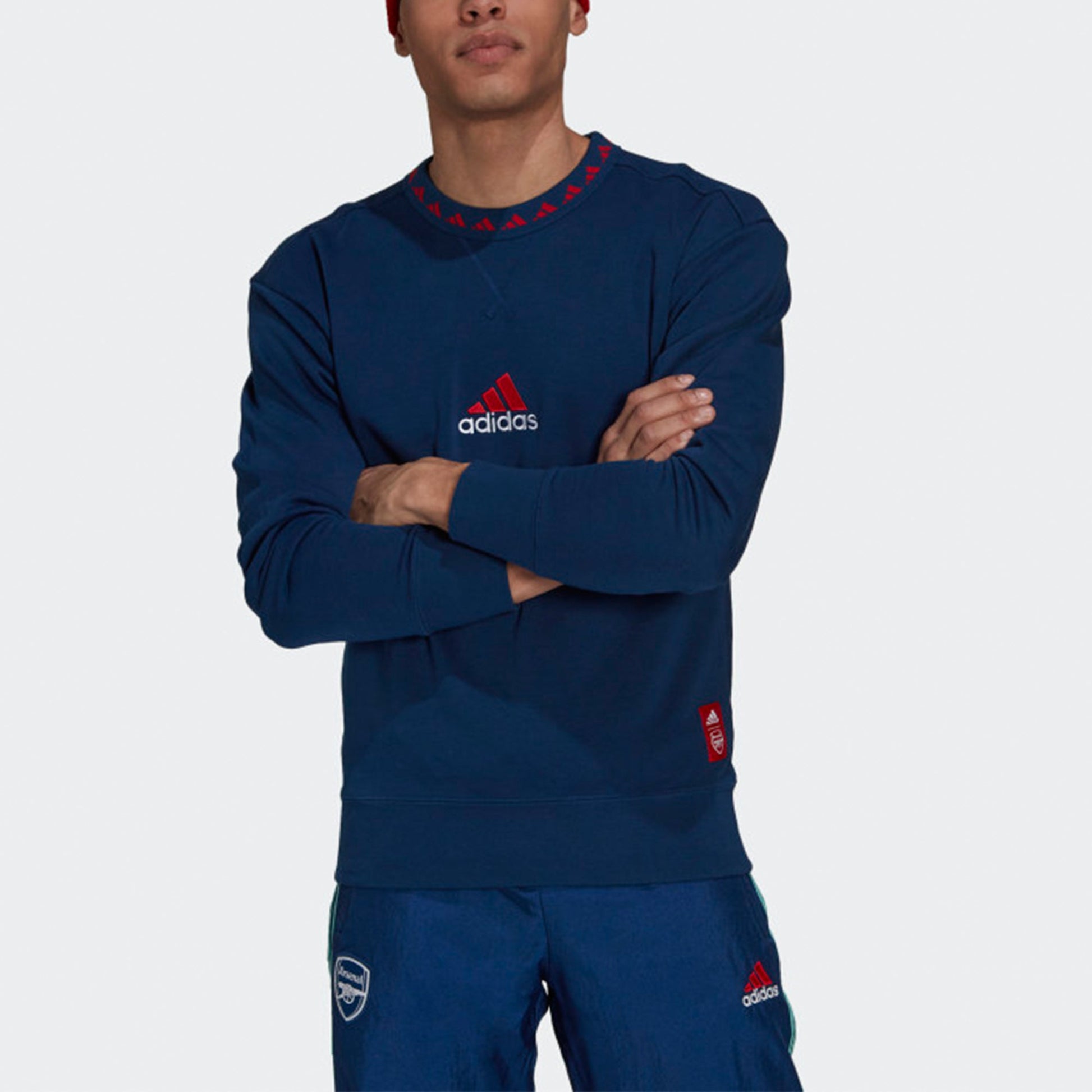 adidas Casual Breathable Soccer/Football Sports Round Neck Navy Blue GR4195