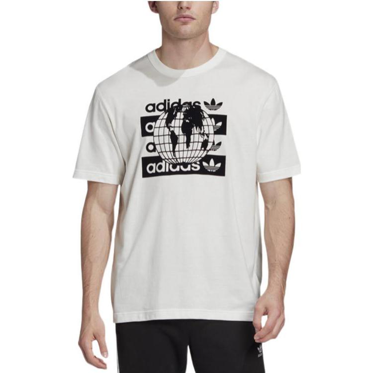 Men's adidas originals Logo Printing Round Neck Pullover Short Sleeve White T-Shirt FM2223