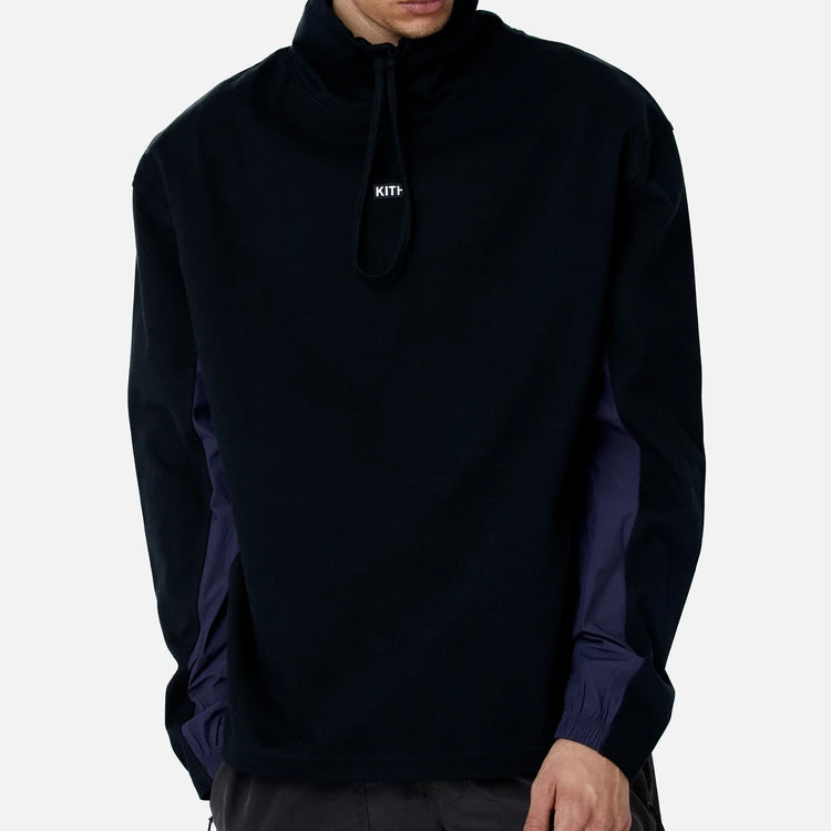 KITH Cotton Jersey Funnel Neck Drawstring High Collar Black KH3656-100