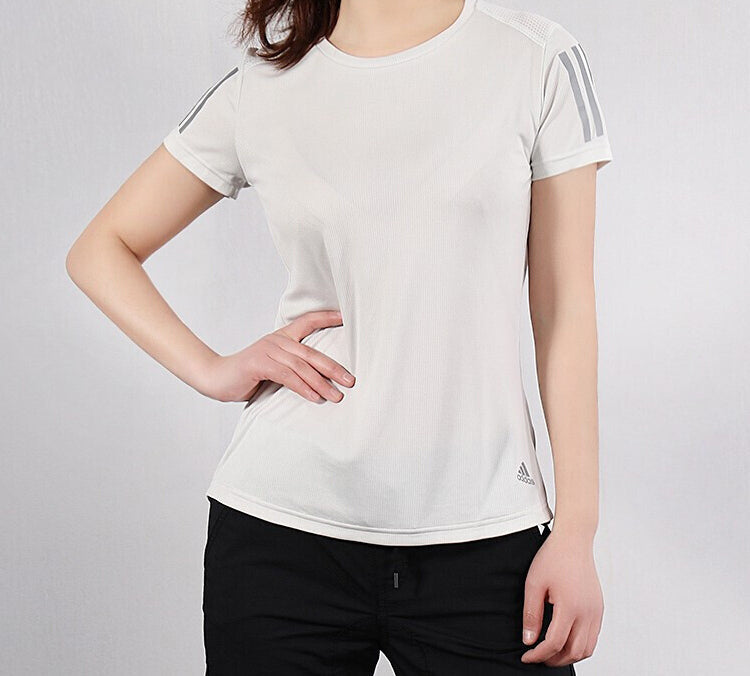 (WMNS) adidas Own The Run Tee Reflective Printing Sports Short Sleeve Gray White DX1973