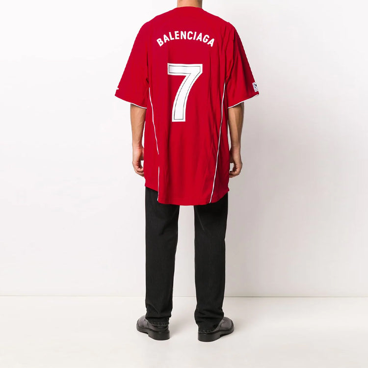 Balenciaga Soccer T-shirt Oversized 'Red White' 641666TJV056540