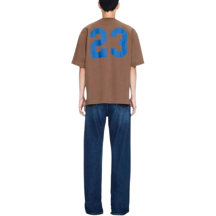 Off-White 23 Varsity Skate Cotton T-Shirt 'Brown White' OMAA120S24JER0112846