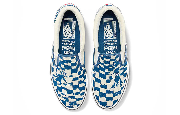 Vans Unisex Skate Slip-On Low-Top Sneakers Blue/White VN0A4BWDAPG