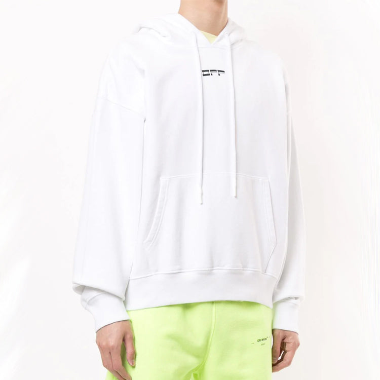 Off-White FW20 Logo Printing Hooded Pullover Men White OMBB037E20FLE0070110