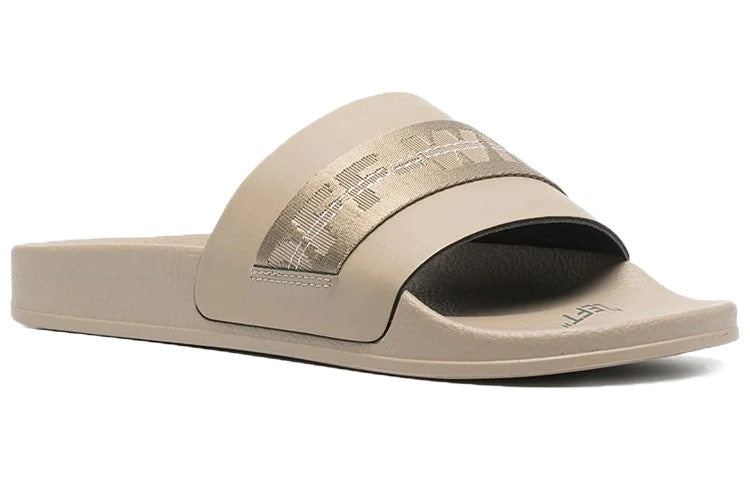 Off-White Logo Khaki Slippers OMIC001R21MAT0021761