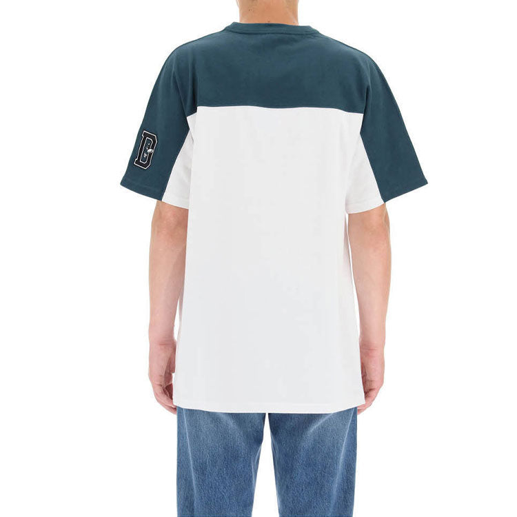 Men's DIOR Logo Printing Colorblock Round Neck Short Sleeve Green T-Shirt 193J646A0554-680