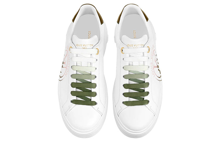 (WMNS) LOUIS VUITTON LV Time Out Sneakers 'White with Green Ombre' 1AA1C1