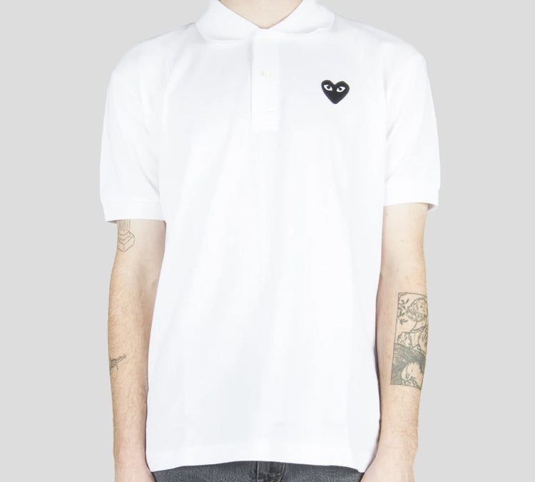 COMME des GARCONS PLAY Polo Black Emblem 'White' AZ-T066-051-2