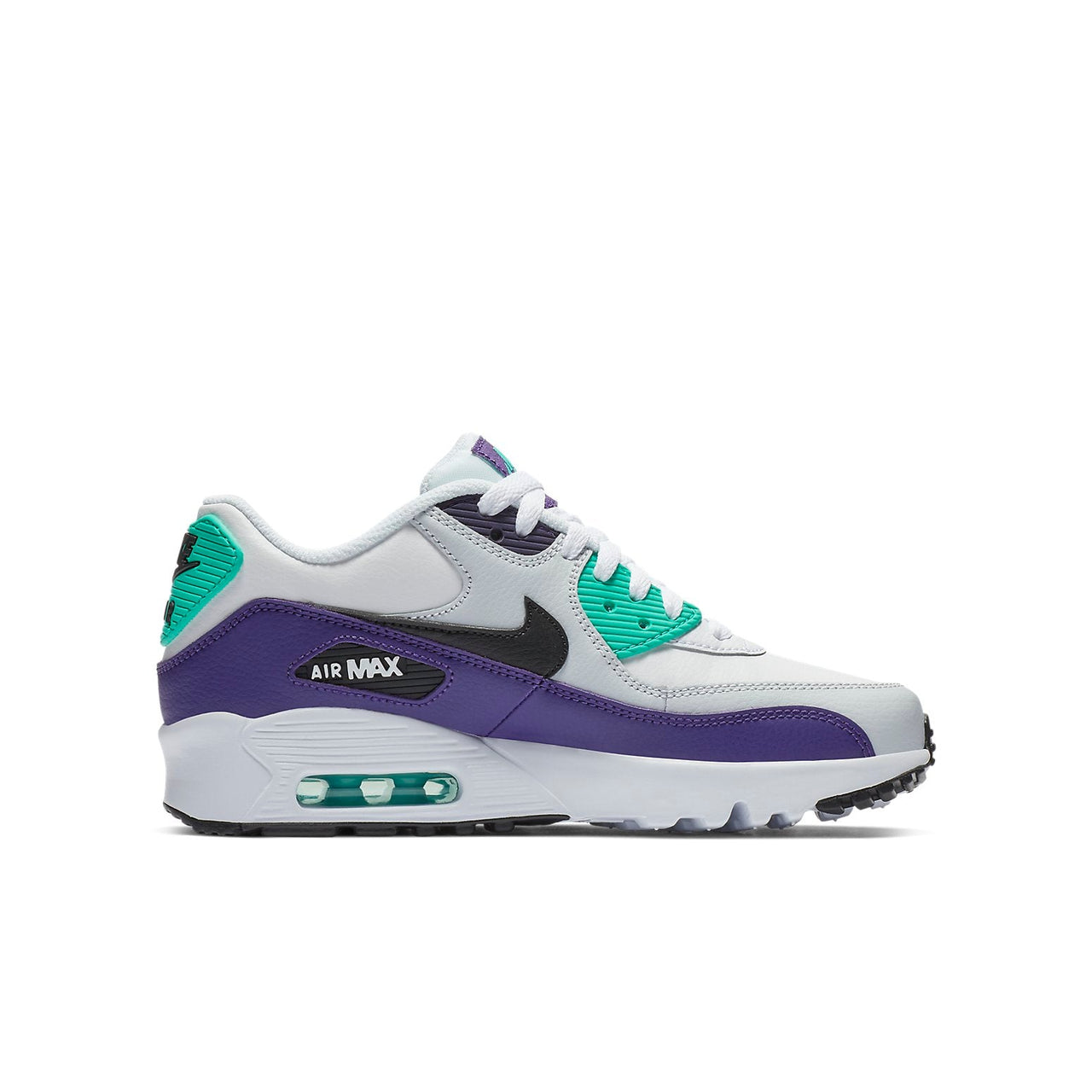 (GS) Nike Air Max 90 LTR Leather Low-Top White/Grey 833412-115