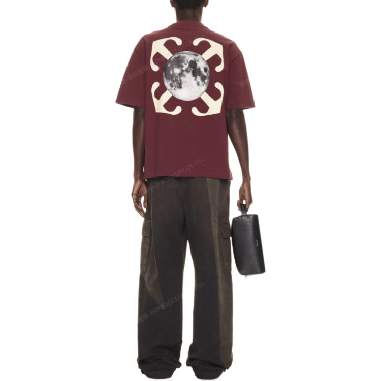 Off-White Moon Arrow Skate Cotton T-shirt 'Red Purple' OMAA120F23JER0092884