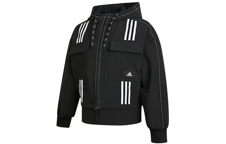 (WMNS) adidas Str Jkt Diy Athleisure Casual Sports Hooded Jacket Black GP0628