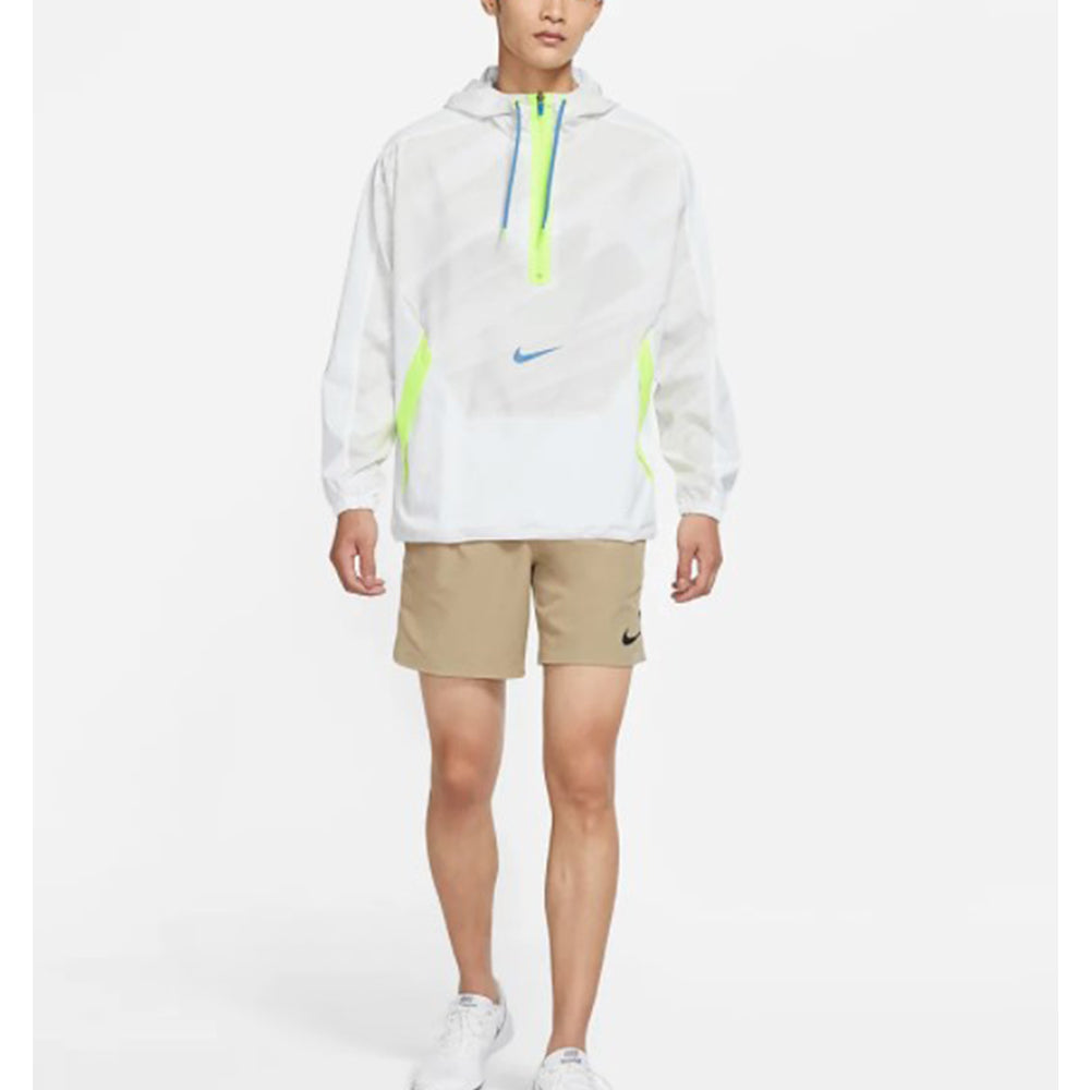 Men's Nike Dri-fit Sport Clash Hooded Half Zipper Athleisure Casual Sports Pullover Jacket Autumn Creamy White DD1724-100