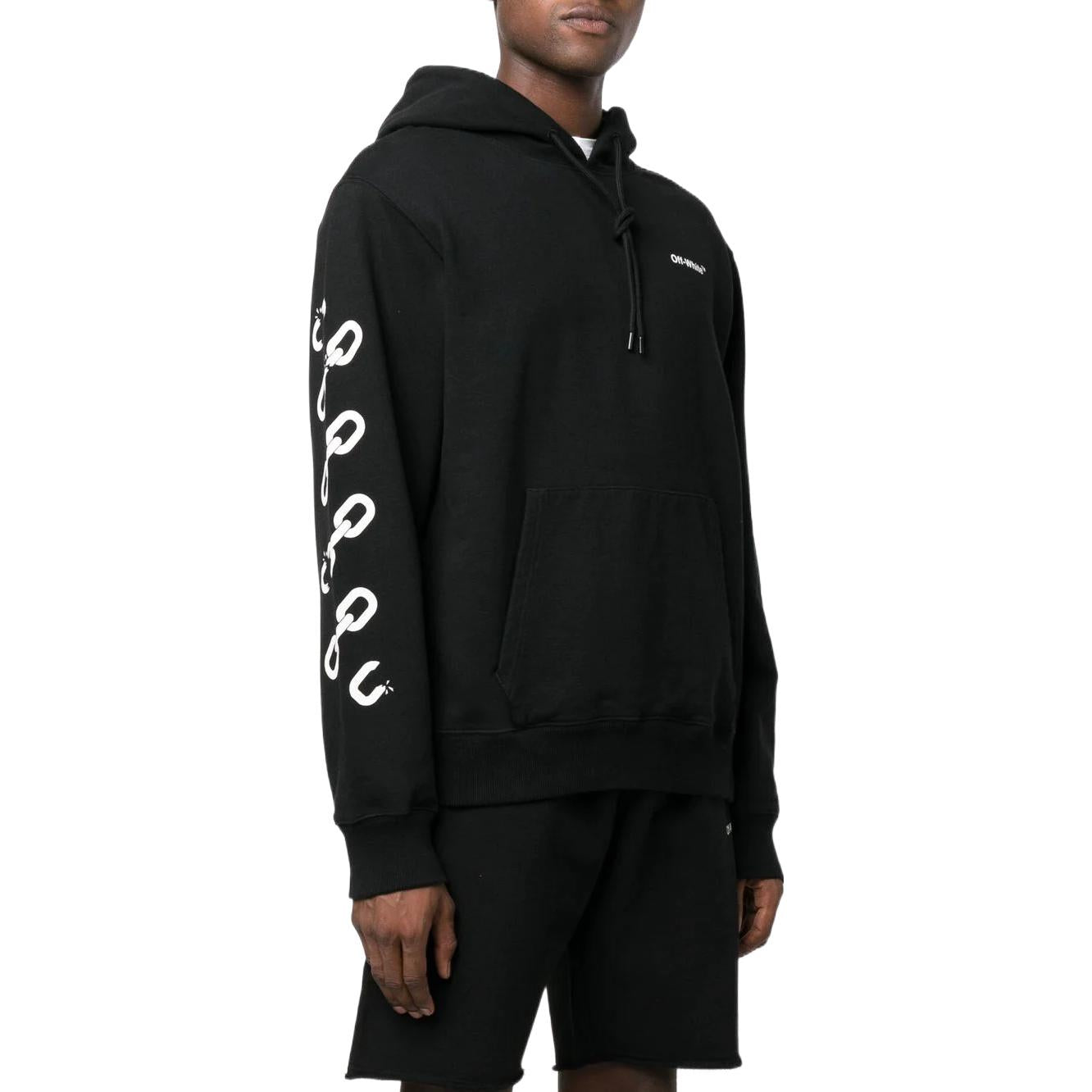 Men's Off-White FW22 Back Pattern Printing Hooded Long Sleeves Ordinary Version Black OMBB097F22FLE0101001