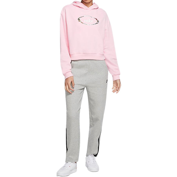 (WMNS) Nike Sportswear Crop Fleece Hoodie 'Pink' CV1871-654