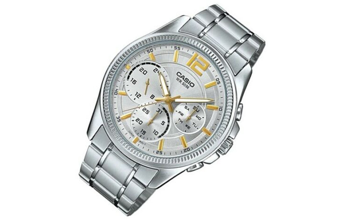 CASIO ENTICERSeries Men'ses Quartz Waterproof Mens Silver Analog MTP-E305D-7AVDF