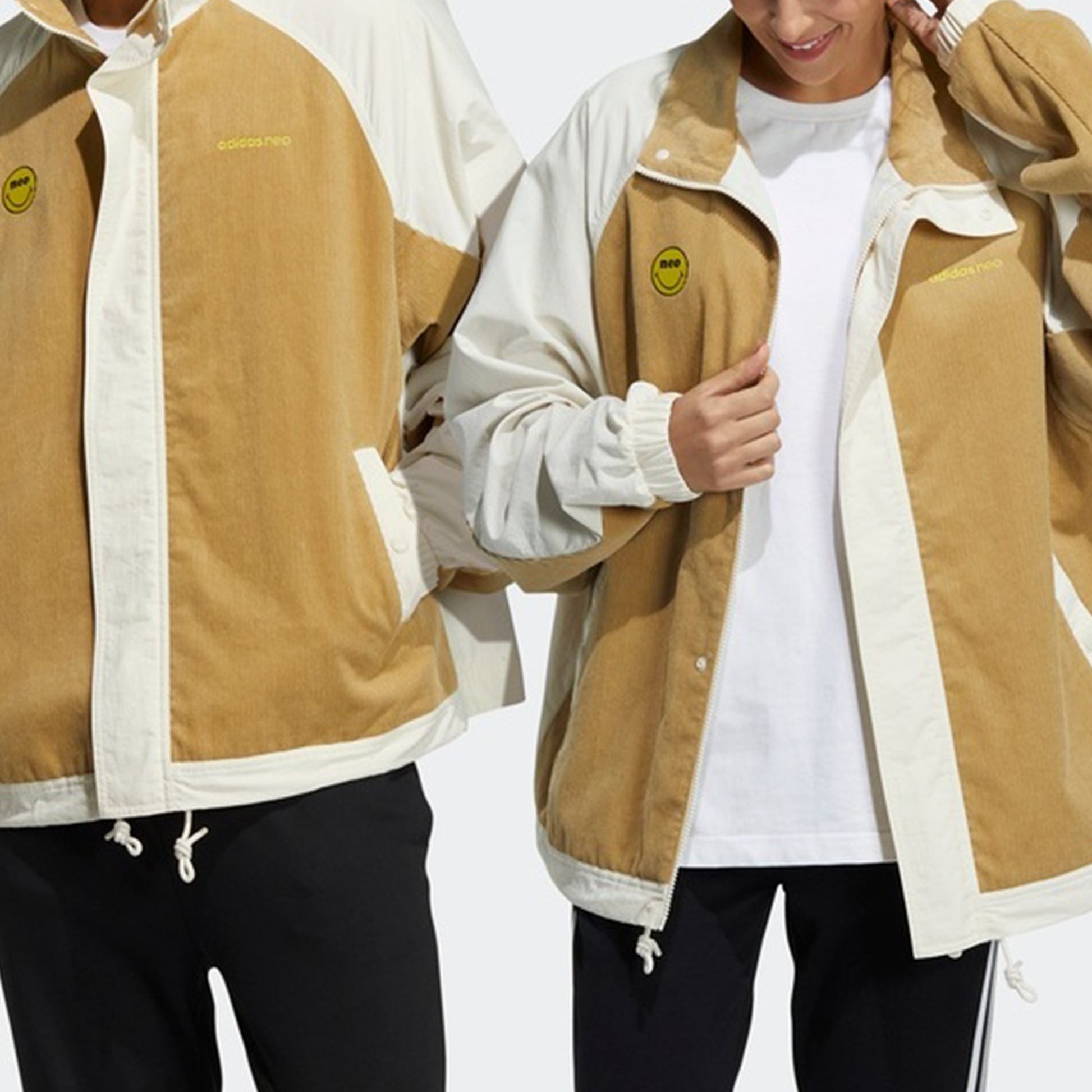 adidas neo U Smly Jkt Casual Sports Smiling Face Pattern Jacket Khaki H58045