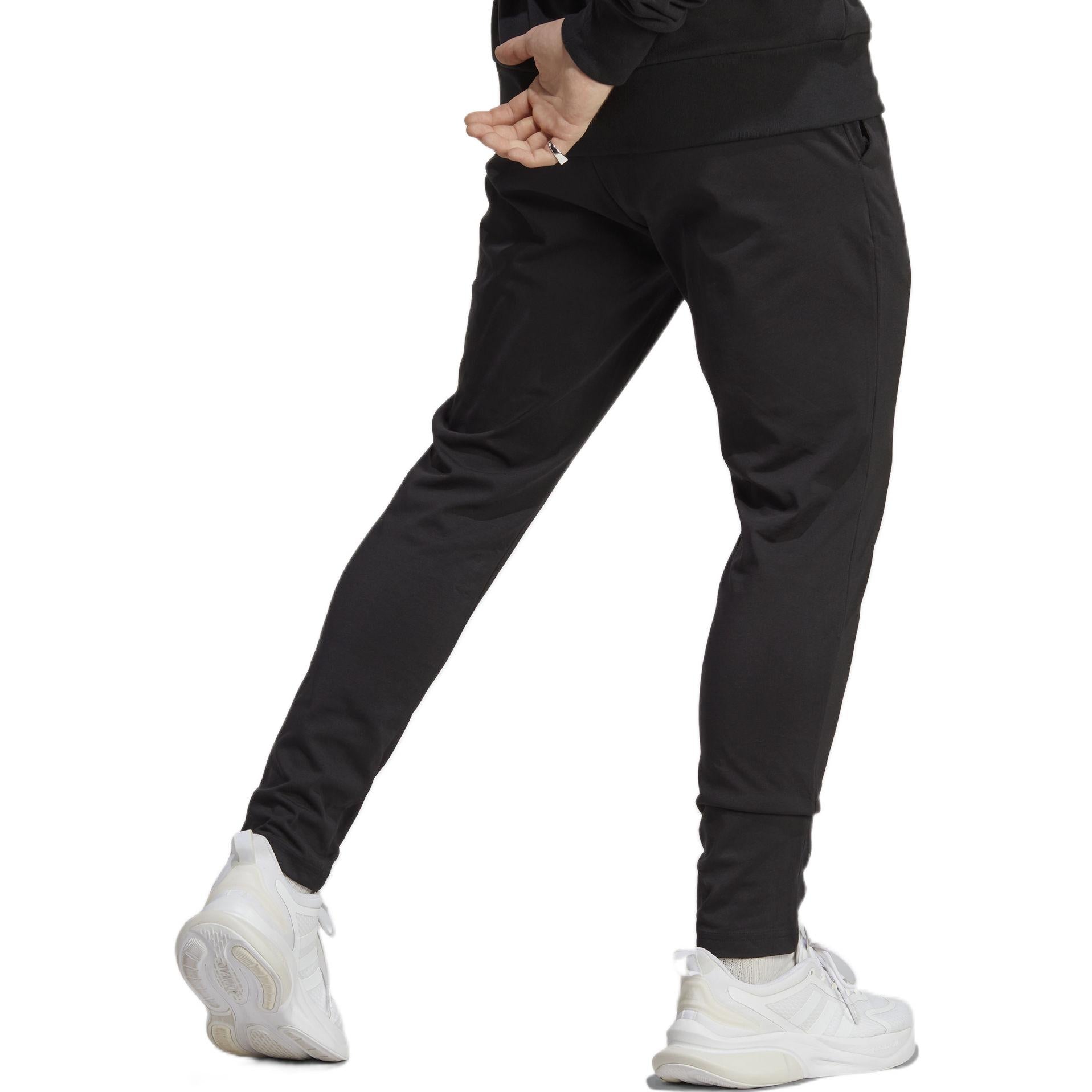 adidas Essentials Single Jersey Tapered Open Hem Pants 'Black' IC9409