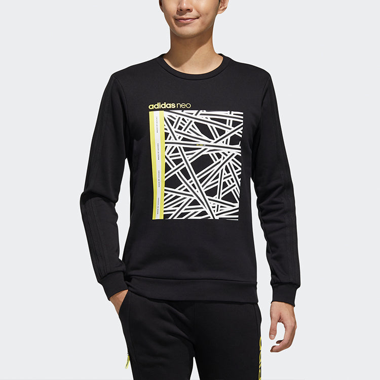 adidas neo M FAVES SWT 1 Sports Round Neck Pullover Black FP7856