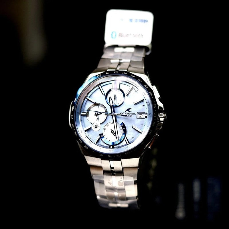 CASIO Waterproof Solar Powered Stainless Steel Strap Mens Blue Analog OCW-S5000APA-2AJF