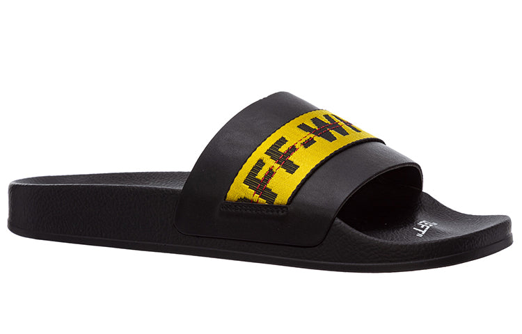 Off-White Industrial Tape Slides Slippers Black/Yellow OMIC001S21MAT0031018