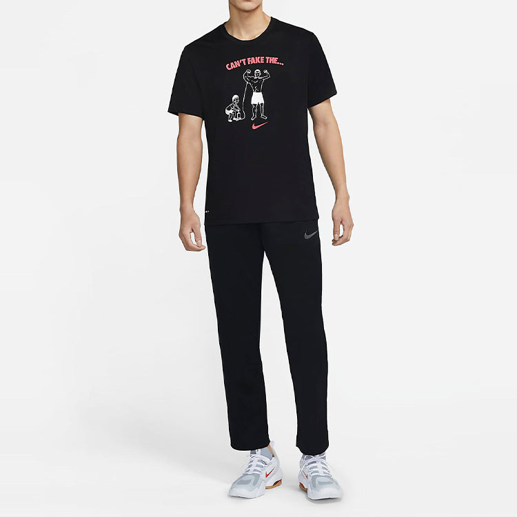 Nike Dri-FIT Athleisure Casual Sports Printing Pattern Round Neck Short Sleeve Black DA1582-010