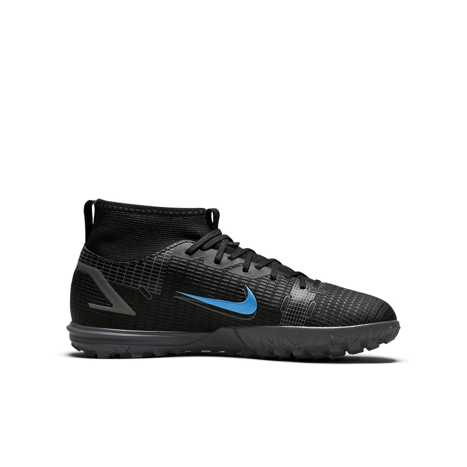 (GS) Nike Jr Mercurial Superfly 8 Academy TF Turf Soccer Shoes 'Black Blue' CV0789-004