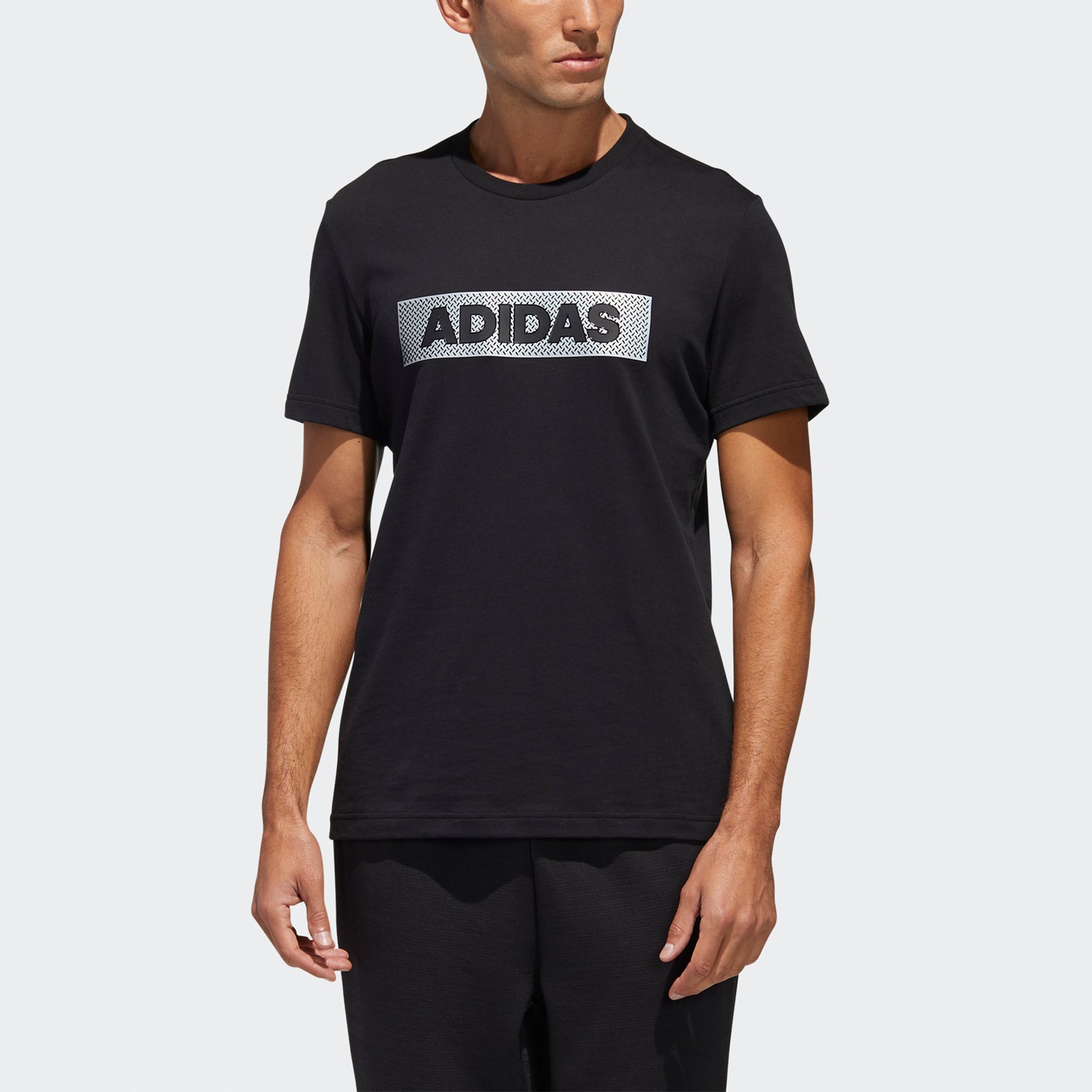 adidas M Gfx T Lng Box Logo Printing Sports Round Neck Short Sleeve Black GJ5112