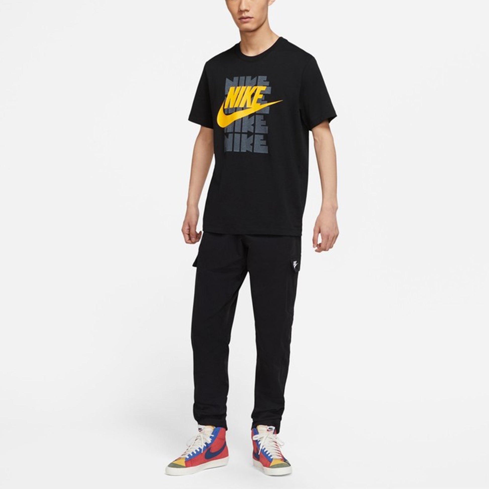 Nike Sportswear Leisure Sports Letter Print Crewneck Short Sleeve Men's Black DD3382-010