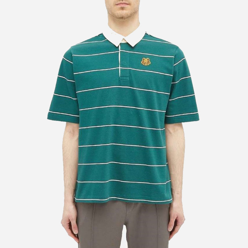 Men's KENZO SS21 Small Tiger Head Loose Short Sleeve Polo Shirt Green FA65PO5074SO-73