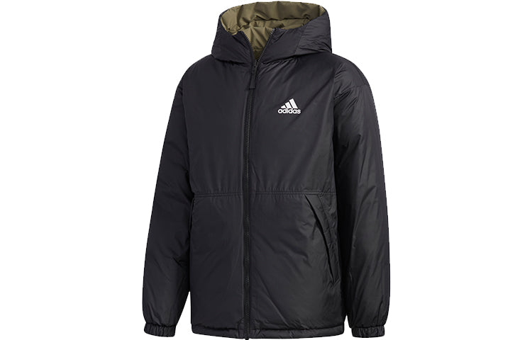 adidas Rev 3st Down Ho Stay Warm Reversible Outdoor hooded down Jacket Khaki Brown EH4009