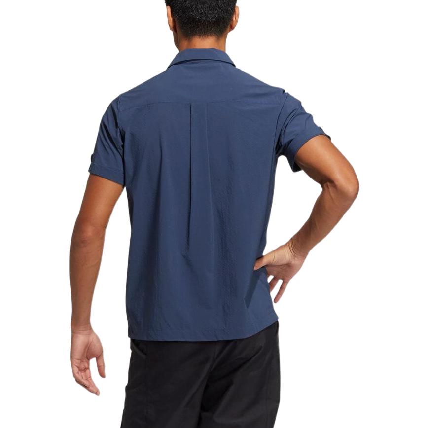 adidas Solid Color Casual Short Sleeve Shirt Blue H64633