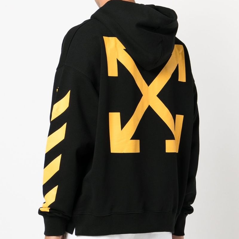 Men's Off-White SS22 Pattern Printing Hooded Long Sleeves Version Black OMBB085C99FLE0081001BLACK