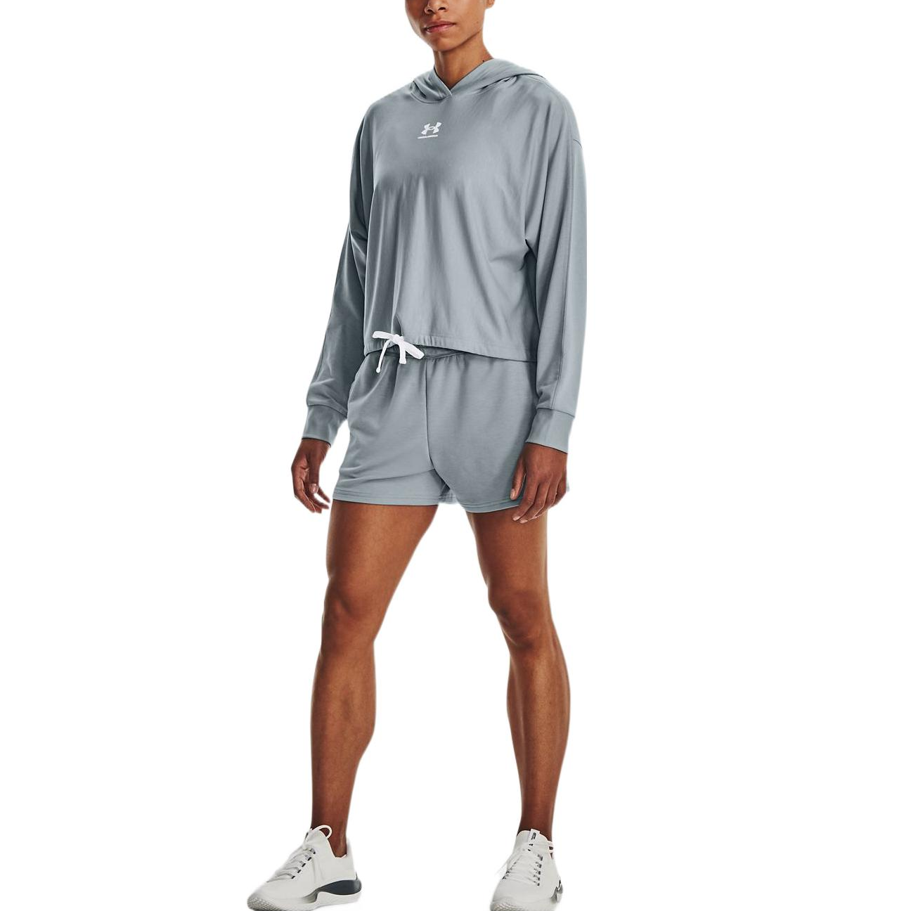(WMNS) Under Armour Rival Terry Oversized Hoodie 'Blue Grey' 1376992-465