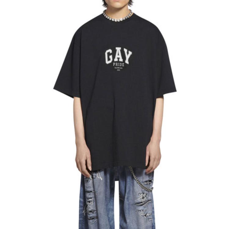 Balenciaga Pride T-Shirt Boxy Fit 'Black' 651795TLV931000