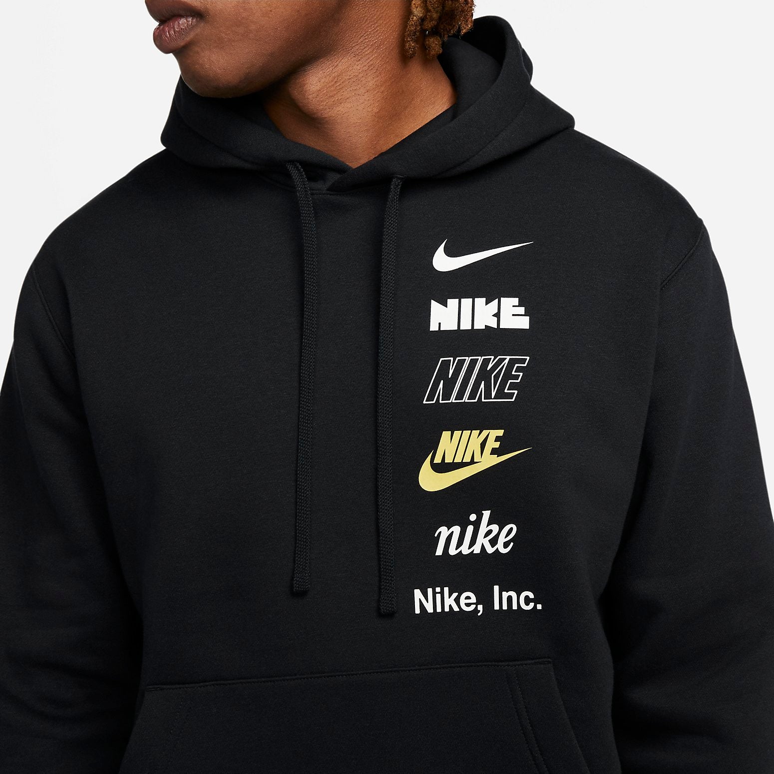 Nike Club Multi Logo Pullover Hoodie 'Black' DX0783-010