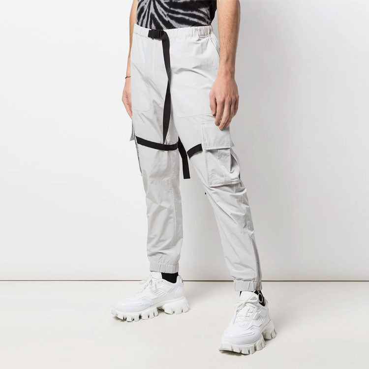 Off-White Logo Print Cargo Pants Functional Casual Pants light grey OMCF004R20G380220610