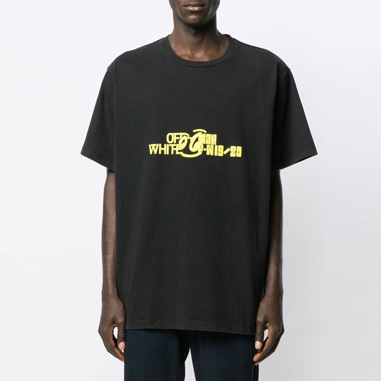 Off-White Back Printing Short Sleeve Loose Fit Black OMAA038E191850081060