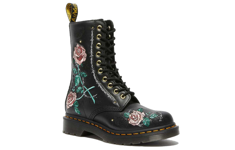 Dr.Martens 1490 Vonda Floral Leather Mid Calf Boots 'Black' 26982001
