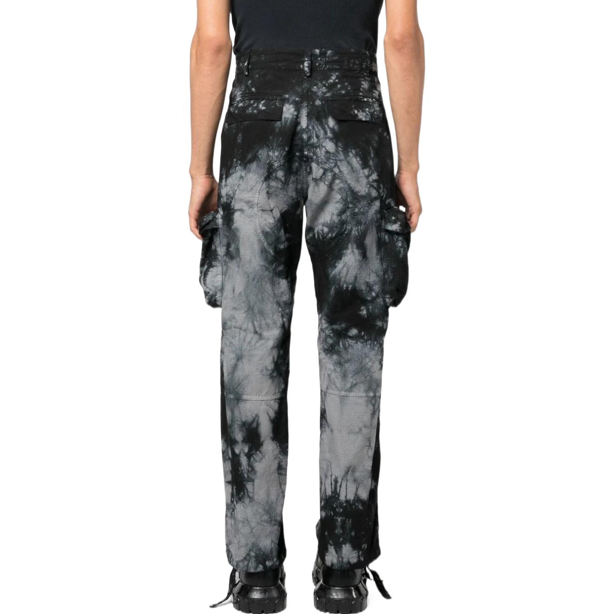 Men's Off-White FW22 Tie Dye Pattern Printing 3D Pocket Cargo Casual Pants/Trousers Black OMCF032F22FAB0010701