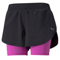 (WMNS) PUMA 2 in 1 Running Shorts 'Black Pink' 521072-56