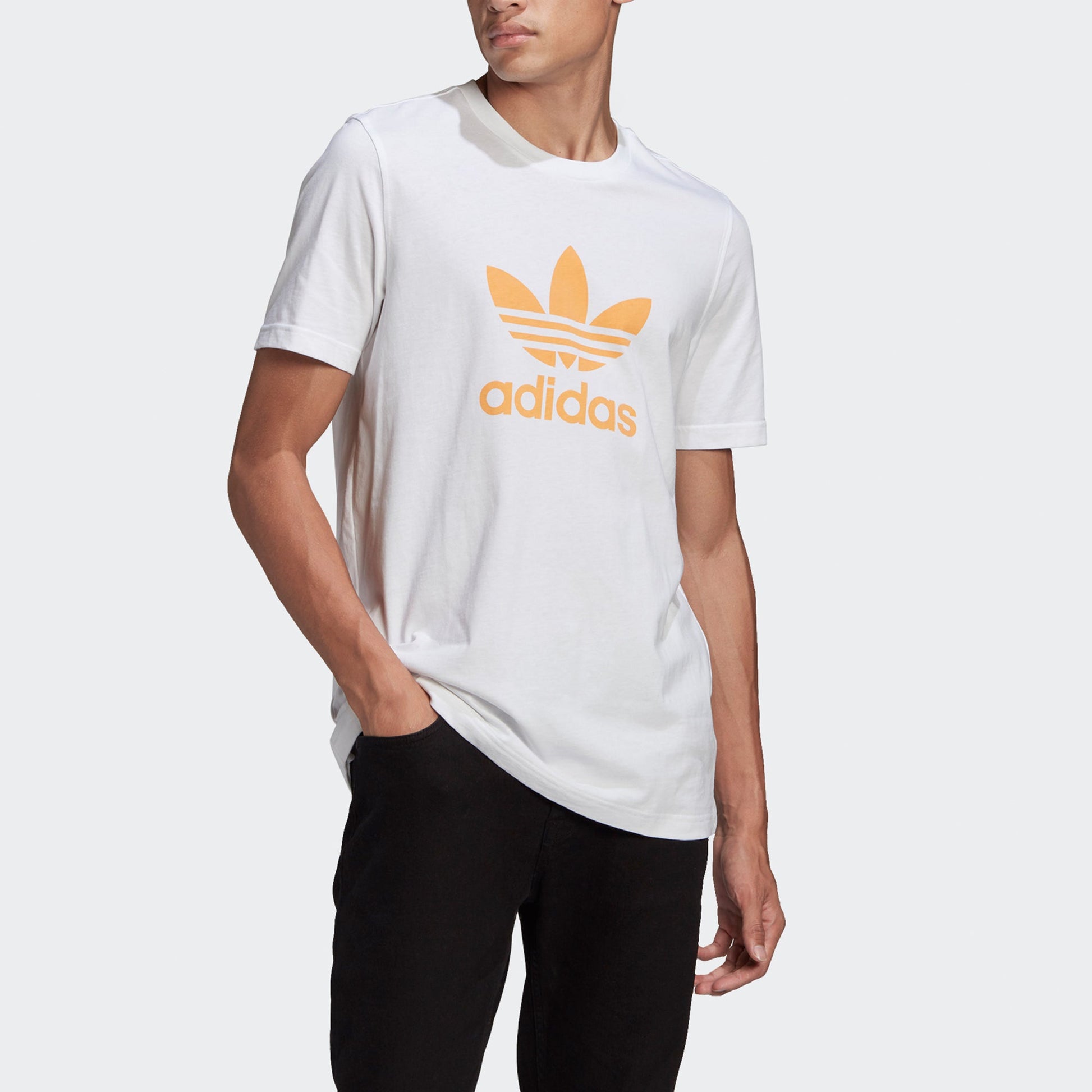 adidas Originals Classics Trefoil Tee 'White Solar Orange' GN3486