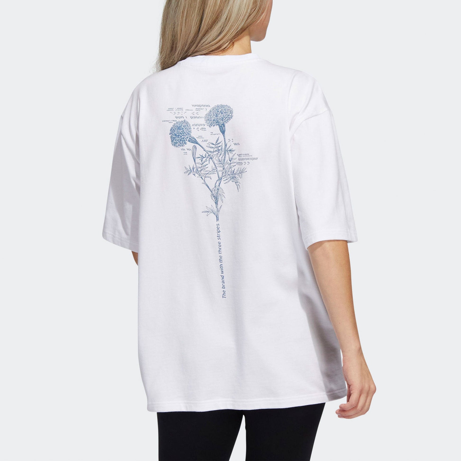 (WMNS) adidas Floral Pocket T-Shirt Asia Sizing 'White Blue' H62373