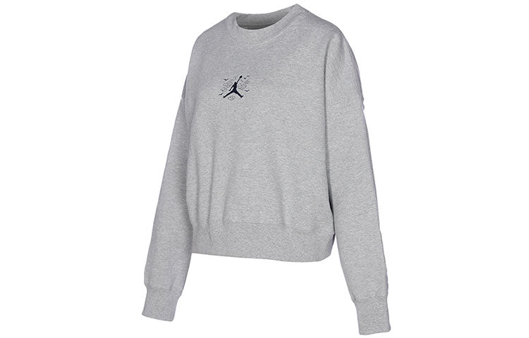 (WMNS) Air Jordan Logo Printing Sports Long Sleeves Round Neck Hoodie 'Grey' DQ0864-063