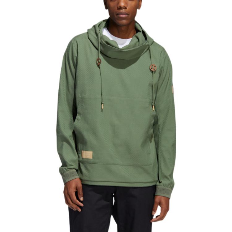 Men's adidas Solid Color Logo Long Sleeves Pullover Green HN0635
