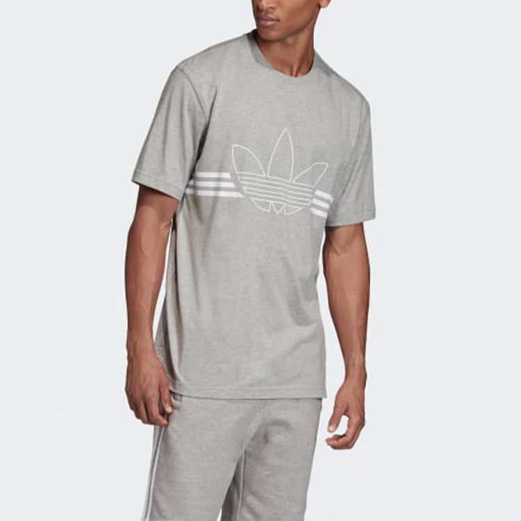adidas originals Logo Loose Round Neck Short Sleeve Gray ED4699