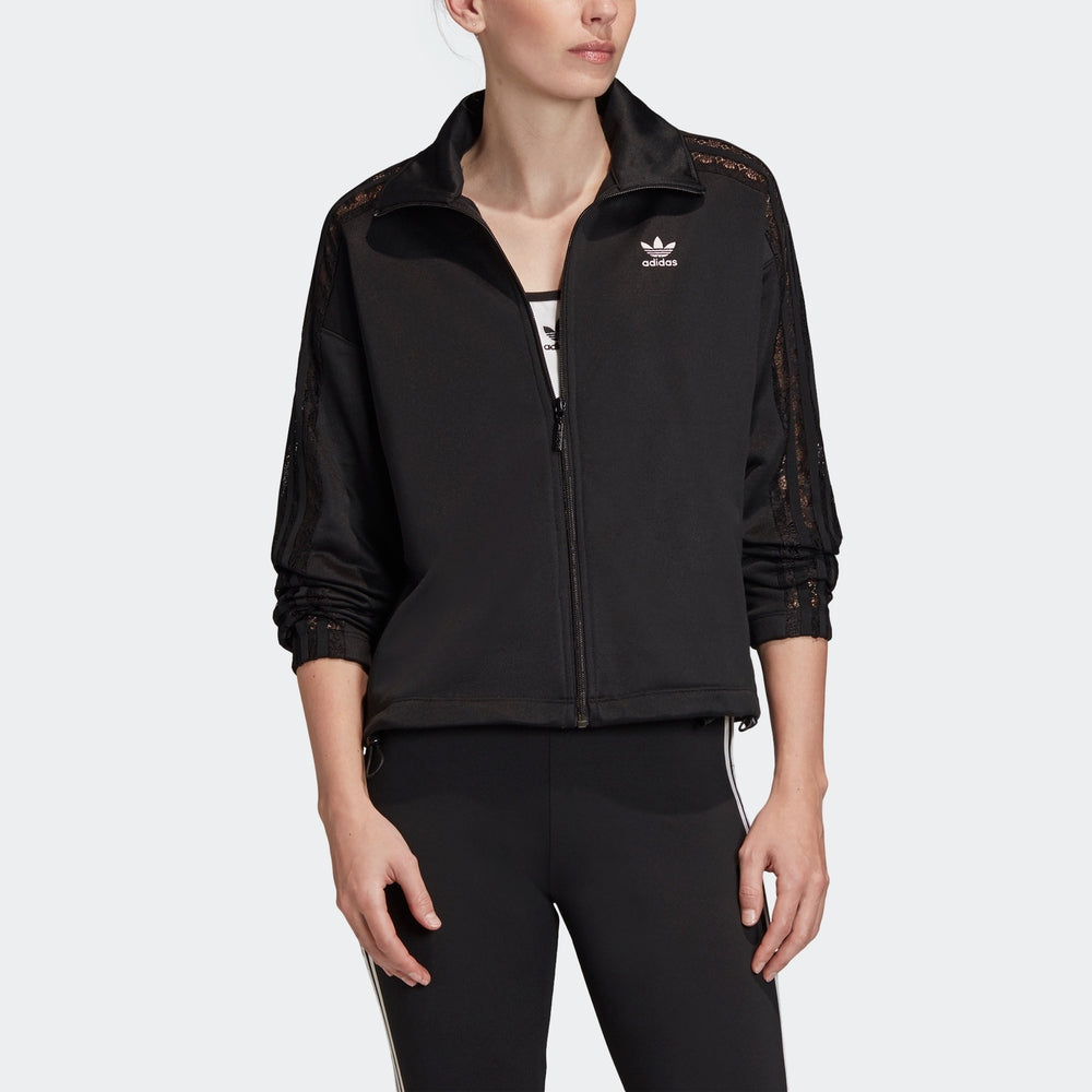 (WMNS) adidas originals Lace Tracktop Jacket Black FM1734