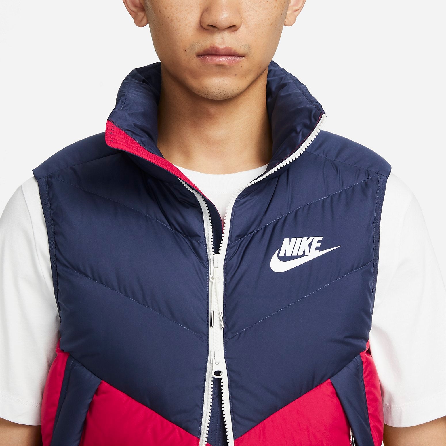 Nike Windproof Warm Stand Collar Down Vest 'Blue Red' DV0757-410