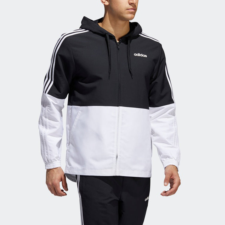 adidas E 3S WB WVN CB Running Training Sports Hooded Jacket Black White FI8169